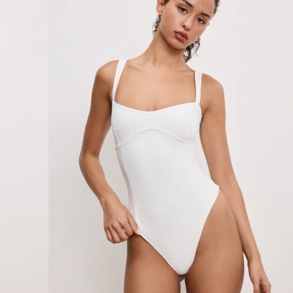 Good American Sweetheart Sculpting Tank Bodysuit in White NWT Medium FLAWED